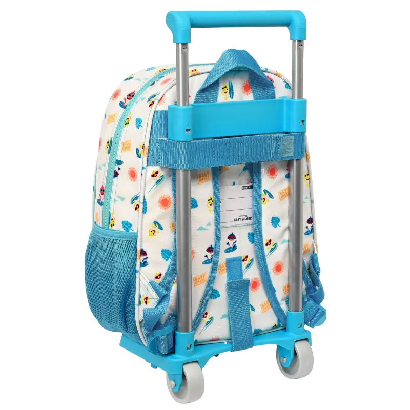 Ratastega koolikott Baby Shark Surfing Sinine Valge 26 x 34 x 11 cm
