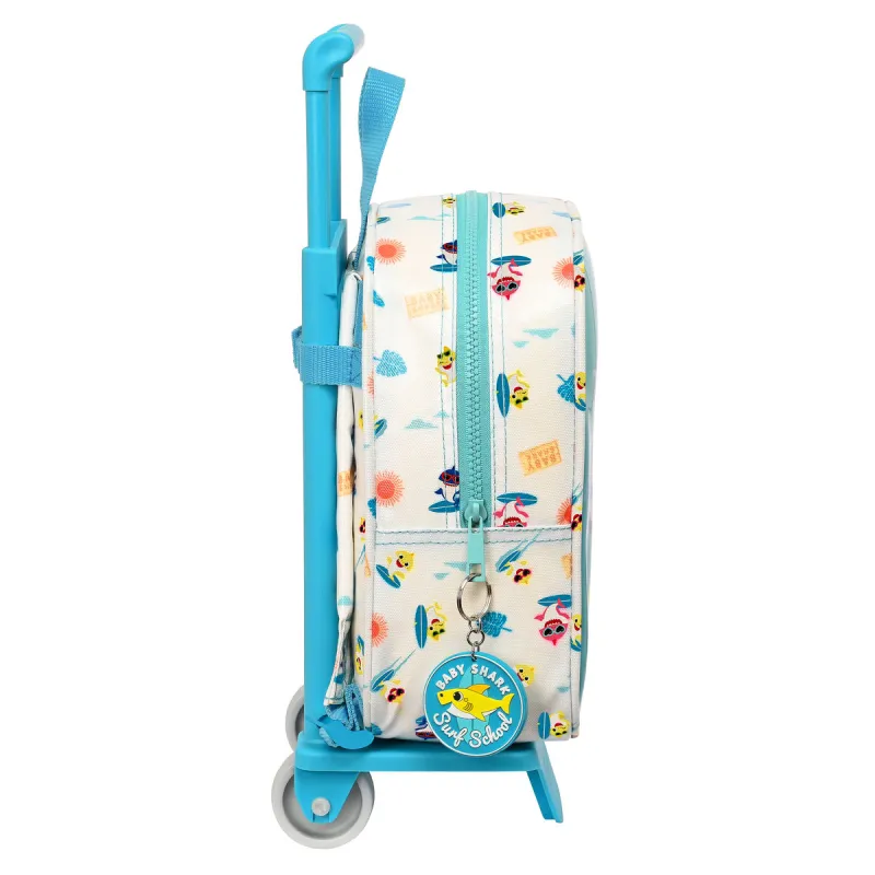 Ratastega koolikott Baby Shark Surfing Sinine Valge 22 x 27 x 10 cm