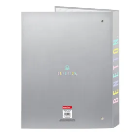 Ring binder Benetton Silver Silver A4 26.5 x 33 x 4 cm