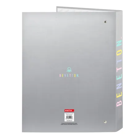 Ring binder Benetton Silver Silver A4 26.5 x 33 x 4 cm