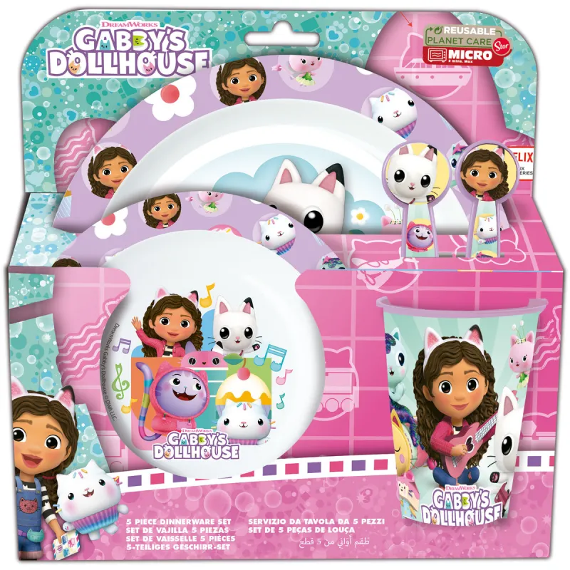 Lasten astiasto Gabby's Dollhouse Party (5 Kappaletta)