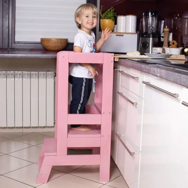 Virtuves palīgs , Platforma bērniem Springos KCH01 90cm rozā