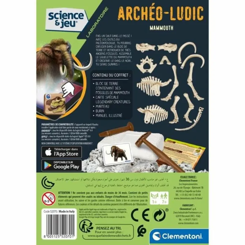 Научная игра Clementoni Archéo Ludic Mammoth Флюоресцентный