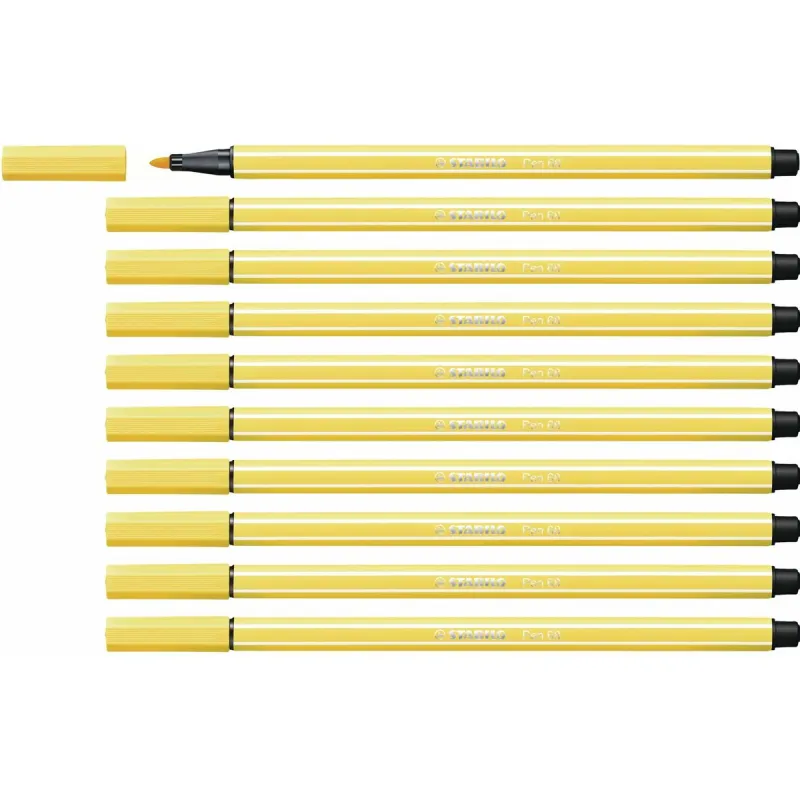huopakärkiset kynät Stabilo Pen 68 Keltainen (10 Kappaletta)