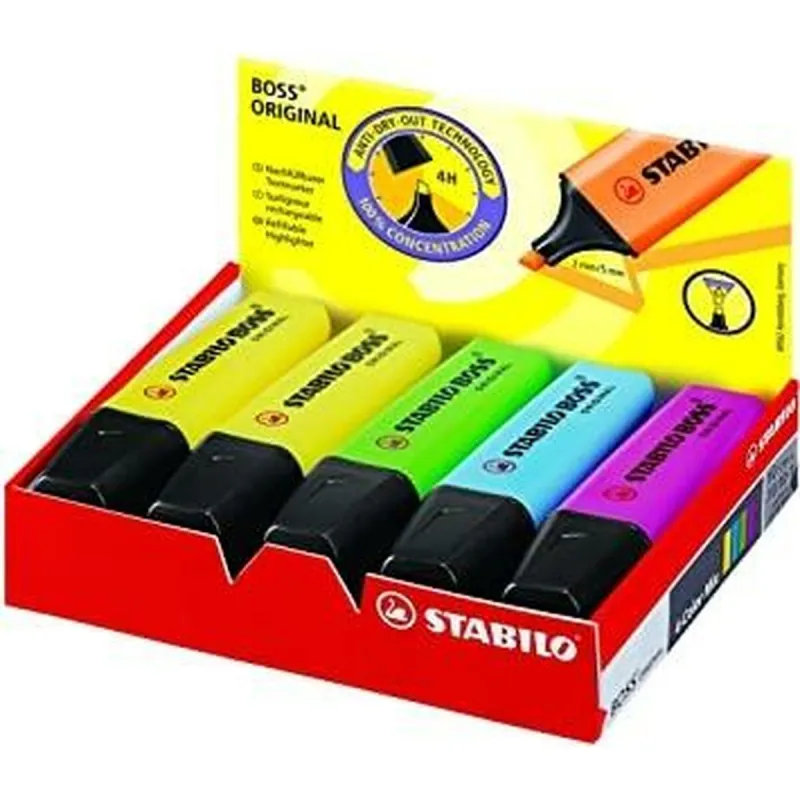 Fluorescējošo Marķieru Komplekts Stabilo Boss Original 10 Daudzums Daudzkrāsains
