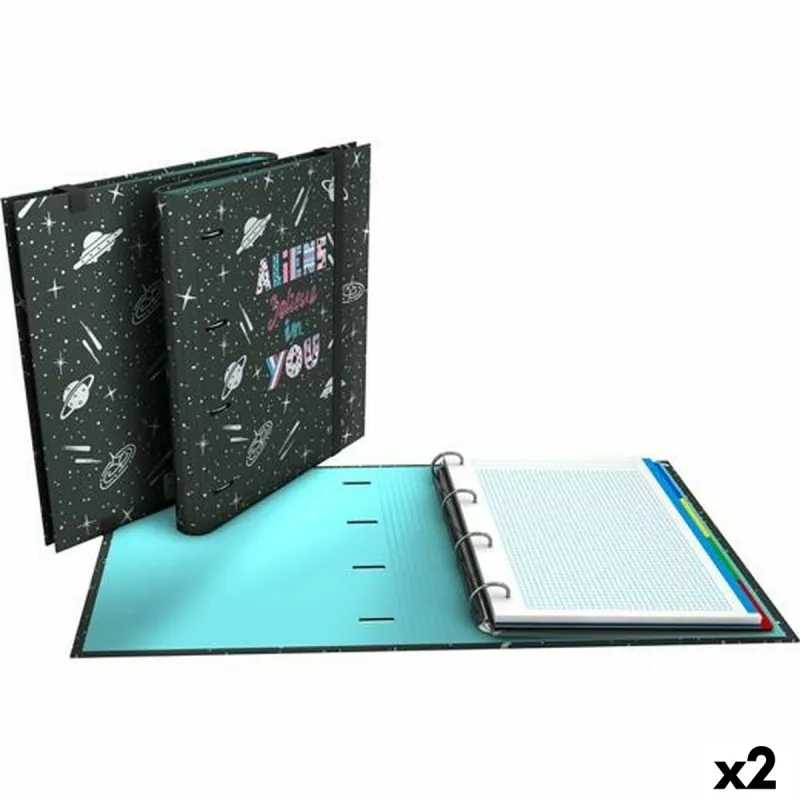 Rõngaskiirköitja Grafoplas Carpebook Aliens Must A4 (2 Ühikut)