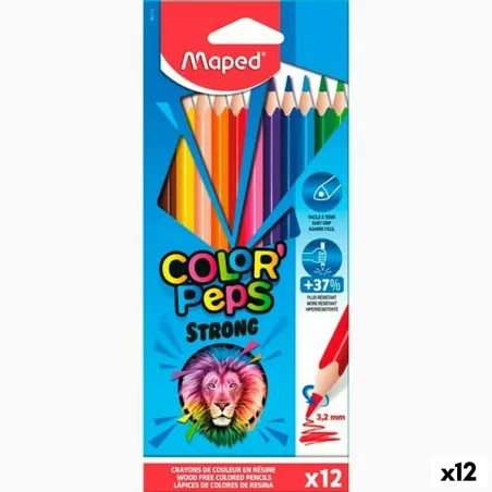 Värvilised pliiatsid Maped Color' Peps Strong Mitmevärviline 12 Tükid, osad (12 Ühikut)