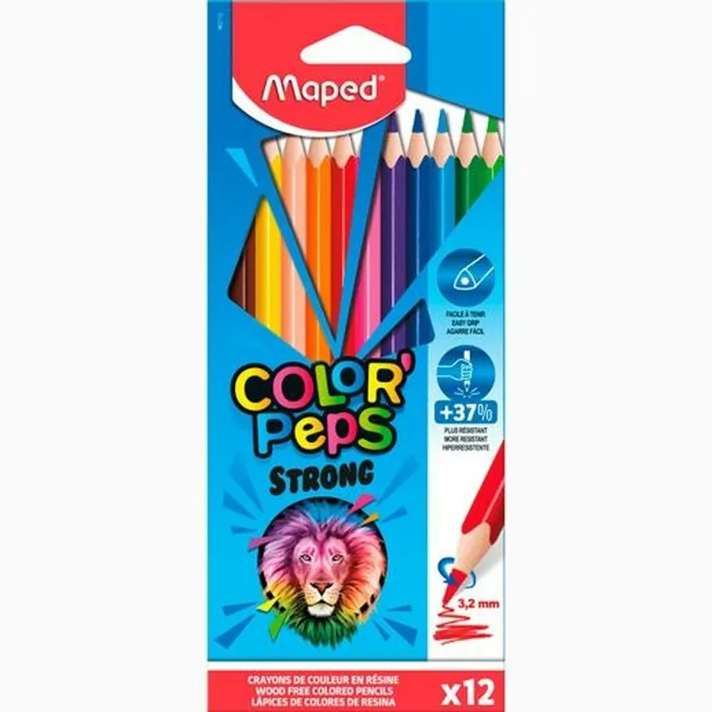 Värvilised pliiatsid Maped Color' Peps Strong Mitmevärviline 12 Tükid, osad (12 Ühikut)