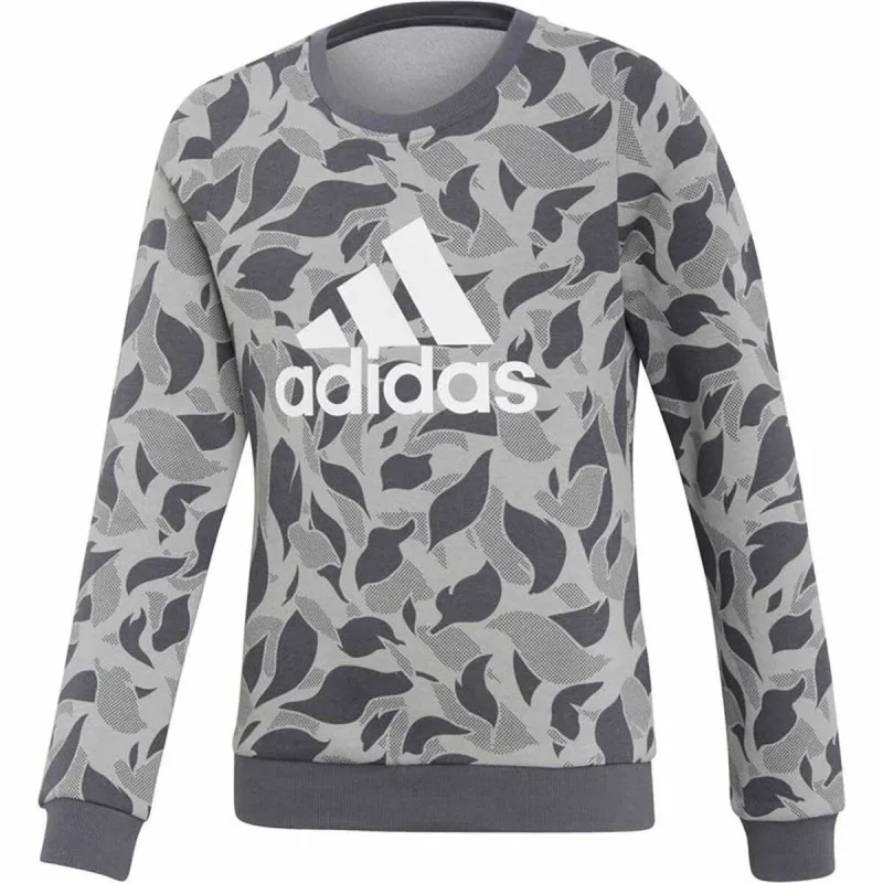 Tyttöjen huputon pusero Adidas ID Crew Harmaa Vaaleanharmaa