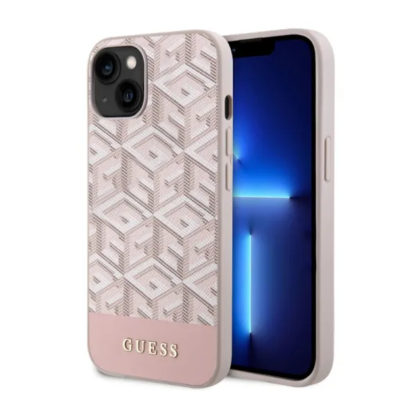 Guess GCube Stripes MagSafe - Case for iPhone 14 Plus (Pink)