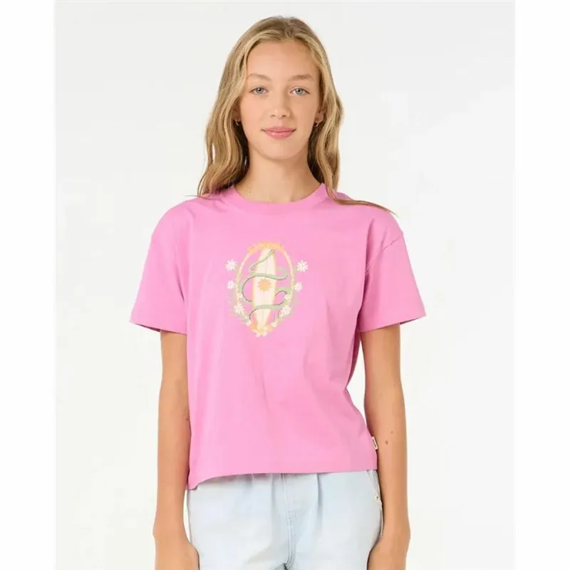 Vaikiška Marškinėliai su trumpomis rankovėmis Rip Curl Island Surf Crop Rožinė