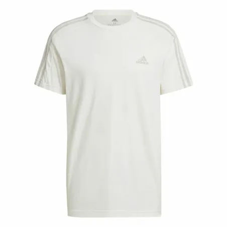 Vīriešu Krekls ar Īsām Piedurknēm Adidas Essentials 3 Bandas Balts L