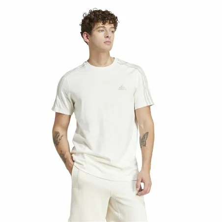 Vīriešu Krekls ar Īsām Piedurknēm Adidas Essentials 3 Bandas Balts L