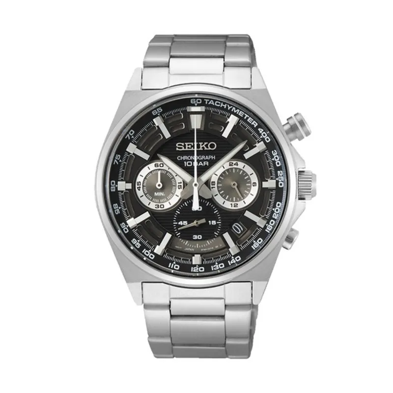 Laikrodis vyrams Seiko SSB397P1 Juoda Sidabras