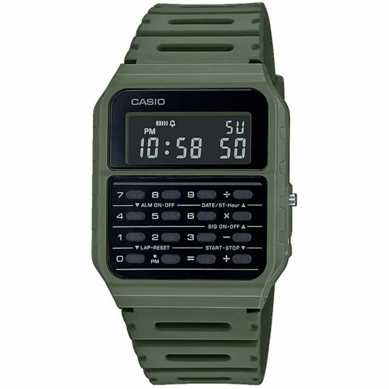 Abiejų lyčių laikrodis Casio CALCULATOR Juoda Žalia