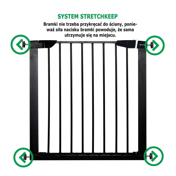 Safety Gate Pressure Barrier for Stairs Springos SG0002BC 75-124 cm Black