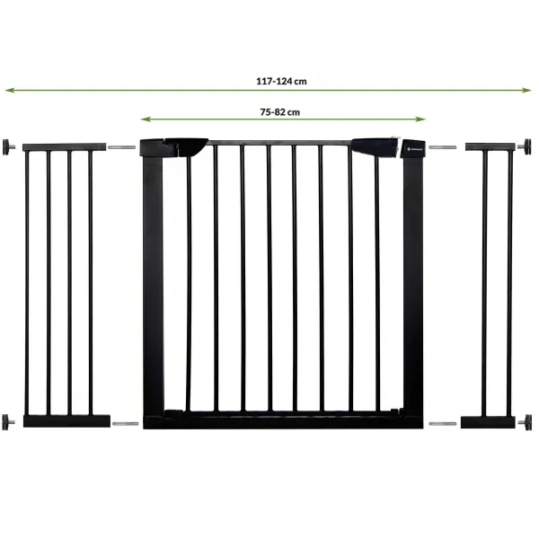 Drošības vārtu spiediena barjera kāpnēm Springos SG0002BC 75-124 cm melnas