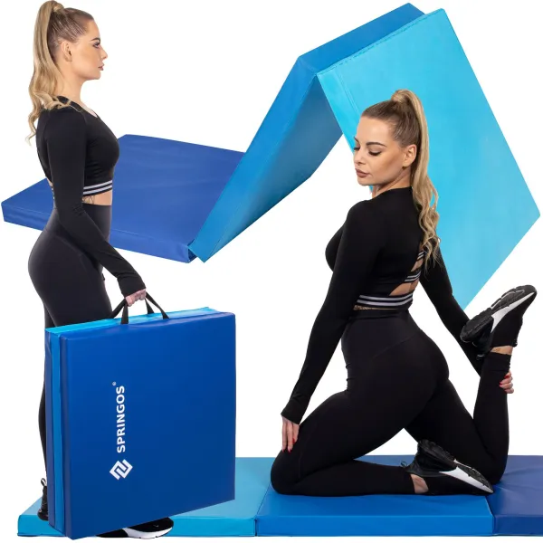 Sulankstomas gimnastikos kilimėlis Springos FA0063, 180 cm, mėlynas
