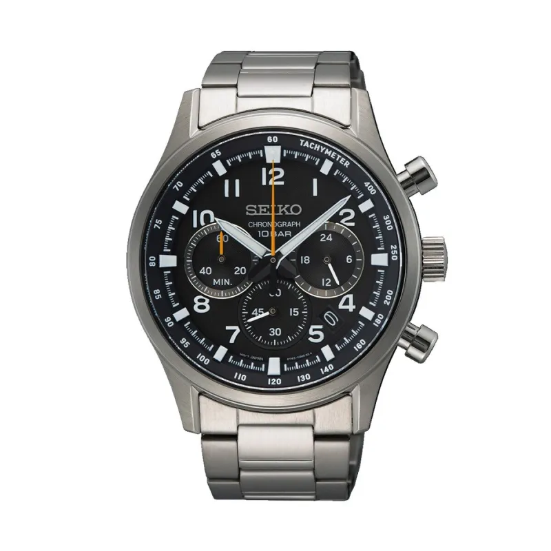 Meeste Kell Seiko SSB447P1 Must Hõbedane