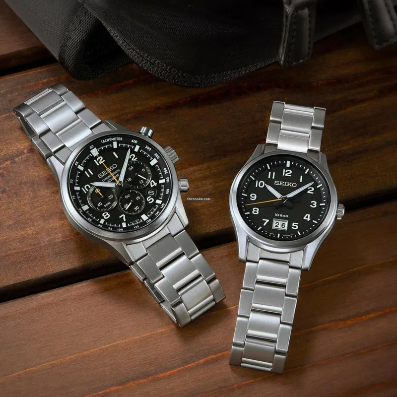 Vīriešu Pulkstenis Seiko SSB447P1 Melns Sudrabains