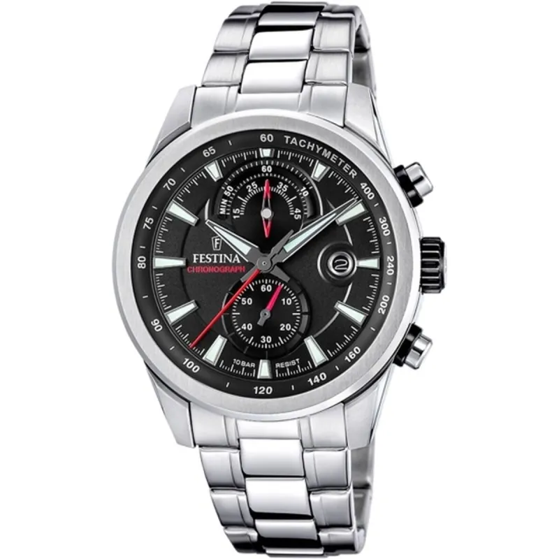 Vīriešu Pulkstenis Festina F20694/6 Melns Sudrabains