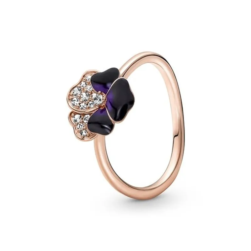 Naisten sormus Pandora DEEP PURPLE PANSY FLOWER - RING - SIZE 54