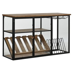 Bottle rack Home ESPRIT Black Natural Wood Metal Crystal 102 x 32 x 60 cm