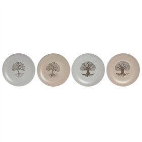 Flat Plate Home ESPRIT White Beige Stoneware Traditional 20 x 20 x 2,5 cm
