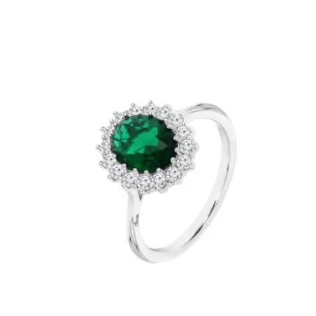 Ladies' Ring Lotus LP3459-3/318 Green Silver 18