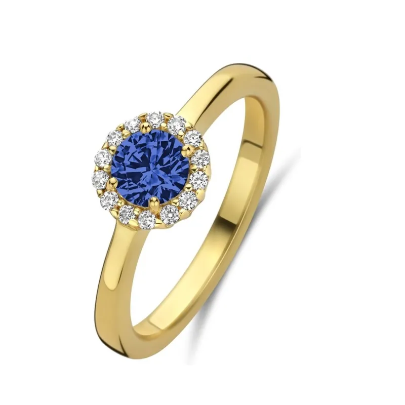 Moteriški žiedas New Bling 9NB-1540-50 Auksinis Mėlyna 10