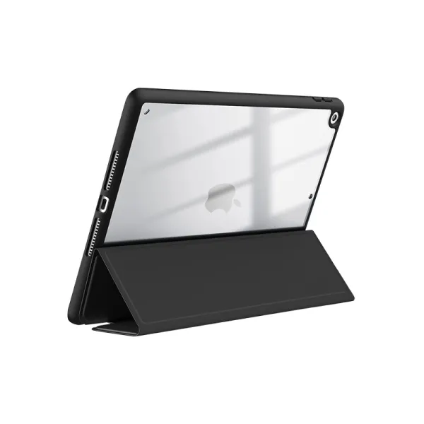 Crong PrimeFolio – iPad 10.2” (2021-2019) Case with Stand and Apple Pencil Storage (Black/Clear)