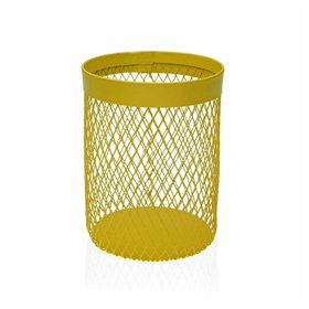Pot for Kitchen Utensils Versa Metal Steel 11,5 x 15,5 x 11,5 cm Yellow