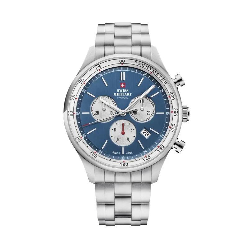 Miesten rannekellot Swiss Military Chrono SM34081.03 Hopeinen