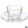 Cup with Plate Vivalto Transparent Glass 85 ml (6 Units)
