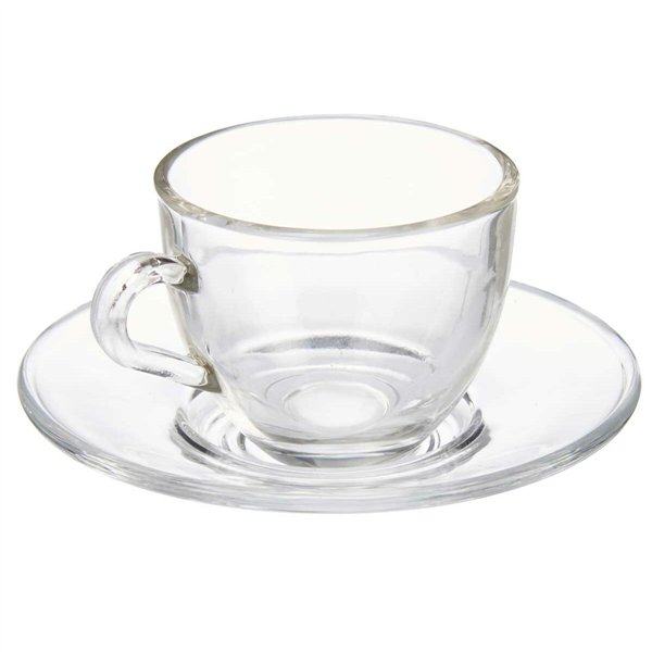 Cup with Plate Vivalto Transparent Glass 85 ml (6 Units)