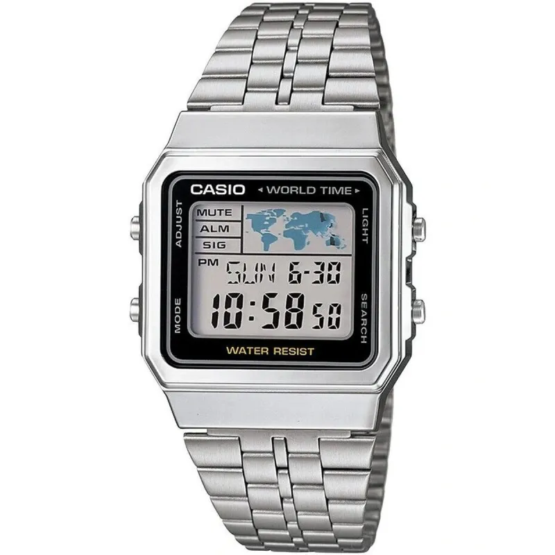 Unisex kellot Casio VINTAGE Musta Hopeinen (Ø 34 mm)