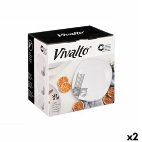 Tableware Vivalto White Black Opaline glass Stripes 18 Pieces (2 Units)