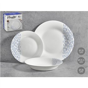 Tableware Vivalto Blue White Opaline glass Rain 18 Pieces (2 Units)