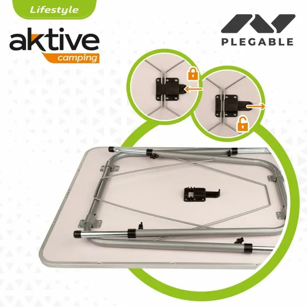 Table Aktive 80 x 60 cm White Foldable Camping