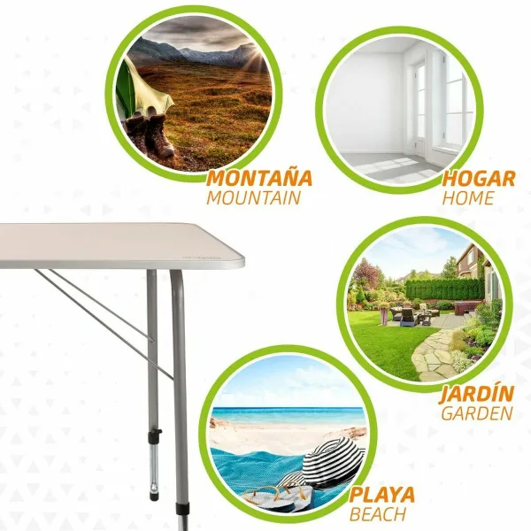 Table Aktive 80 x 60 cm White Foldable Camping