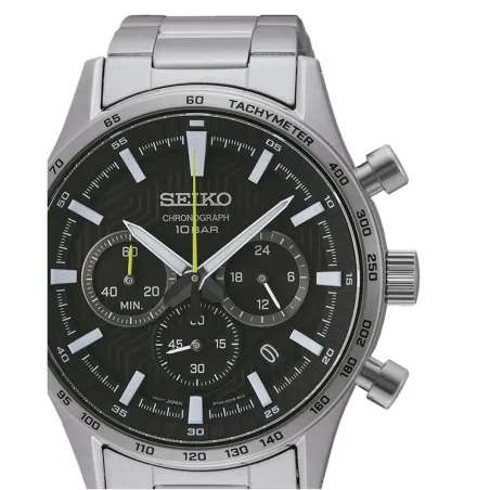 Vīriešu Pulkstenis Seiko SSB413P1 Melns Sudrabains
