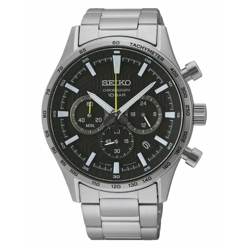 Vīriešu Pulkstenis Seiko SSB413P1 Melns Sudrabains