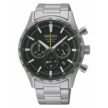 Miesten rannekellot Seiko SSB413P1 Musta Hopeinen