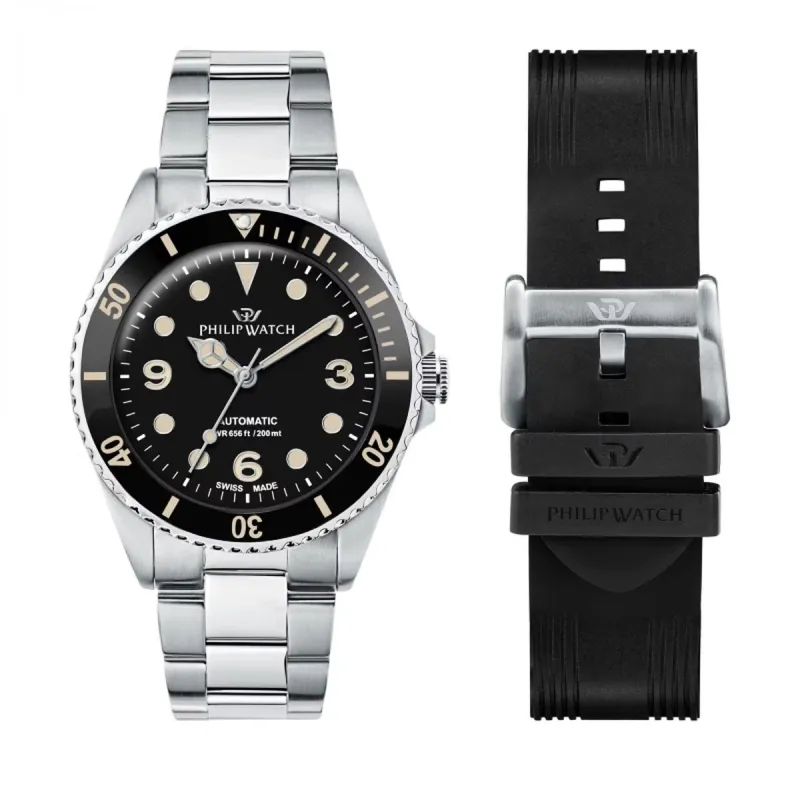 Laikrodis vyrams Philip Watch R8223216008 Juoda Sidabras