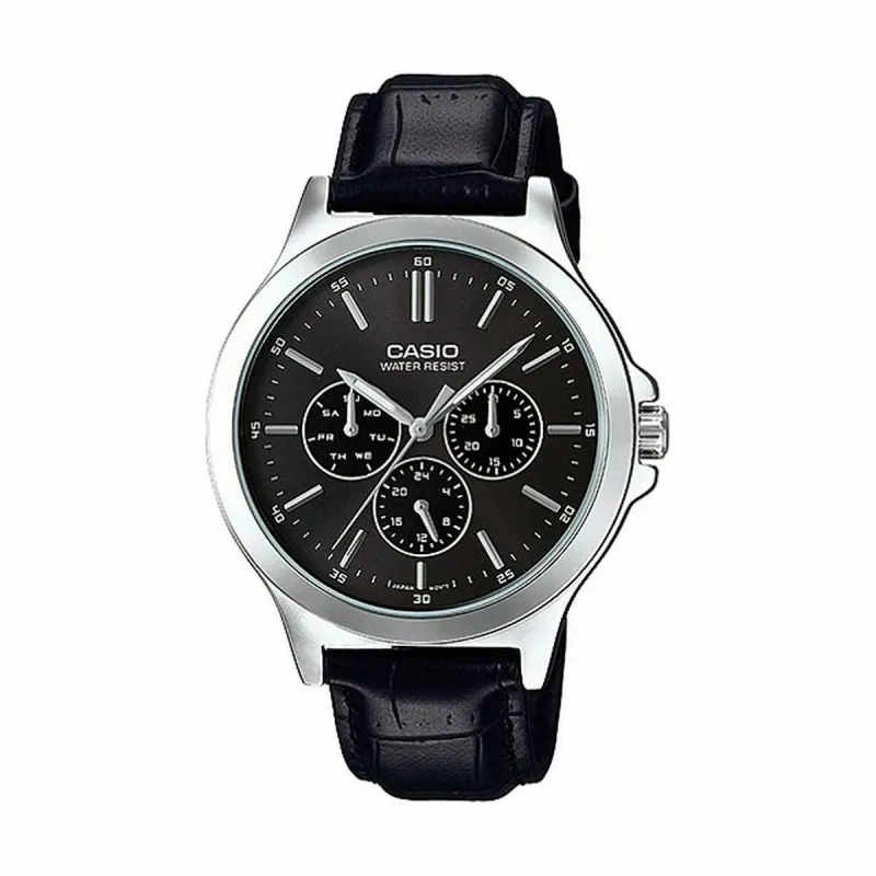 Meeste Kell Casio MULTIFUNCTION BLACK, LEATHER Must (Ø 41,5 mm) (Ø 40 mm)