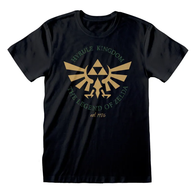 Unisex T-paita The Legend of Zelda Hyrule Kingdom Crest Musta