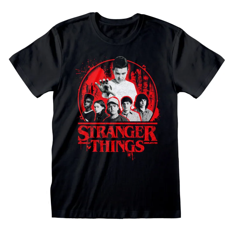 Lyhythihainen paita Stranger Things Circle Logo Musta Unisex