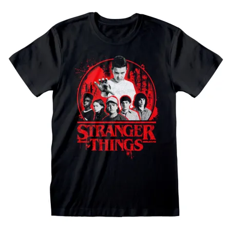Lyhythihainen paita Stranger Things Circle Logo Musta Unisex