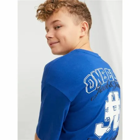 Child's Short Sleeve T-Shirt Jack & Jones Jorcole Back Print Tee Ss Blue