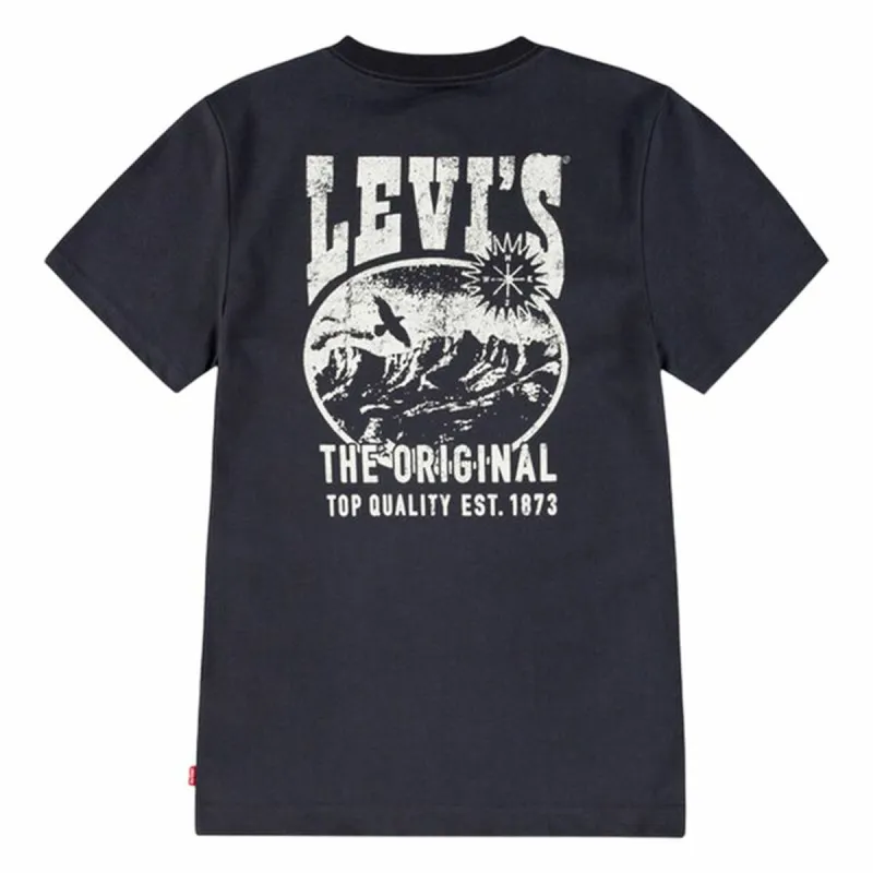 Детский Футболка с коротким рукавом Levi's Lvb Valley View Чёрный